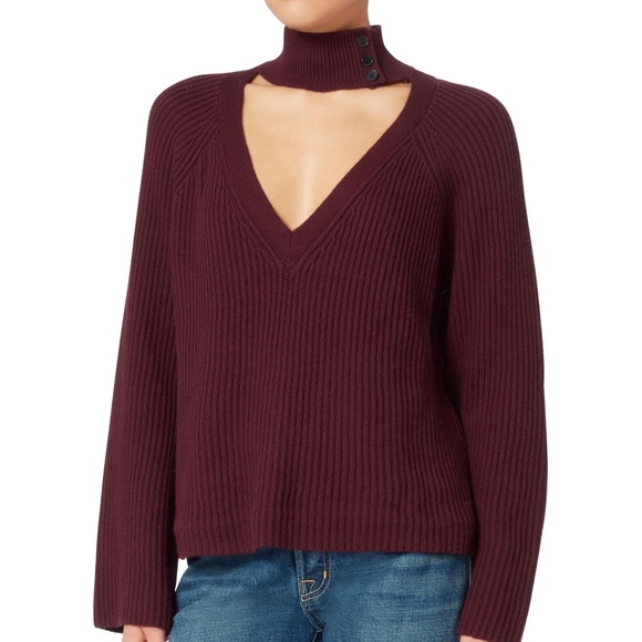 INTERMIX Sweaters - Intermix Burgundy Knit V-Neck